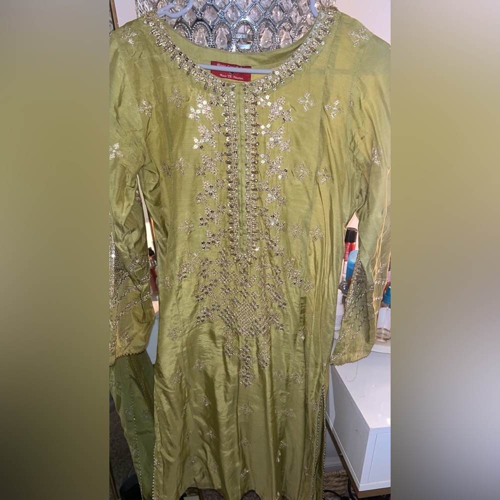 Embellished Green Kurta